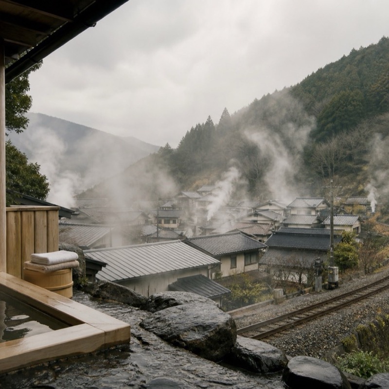 Onsenbad i bergen nära Tokyo